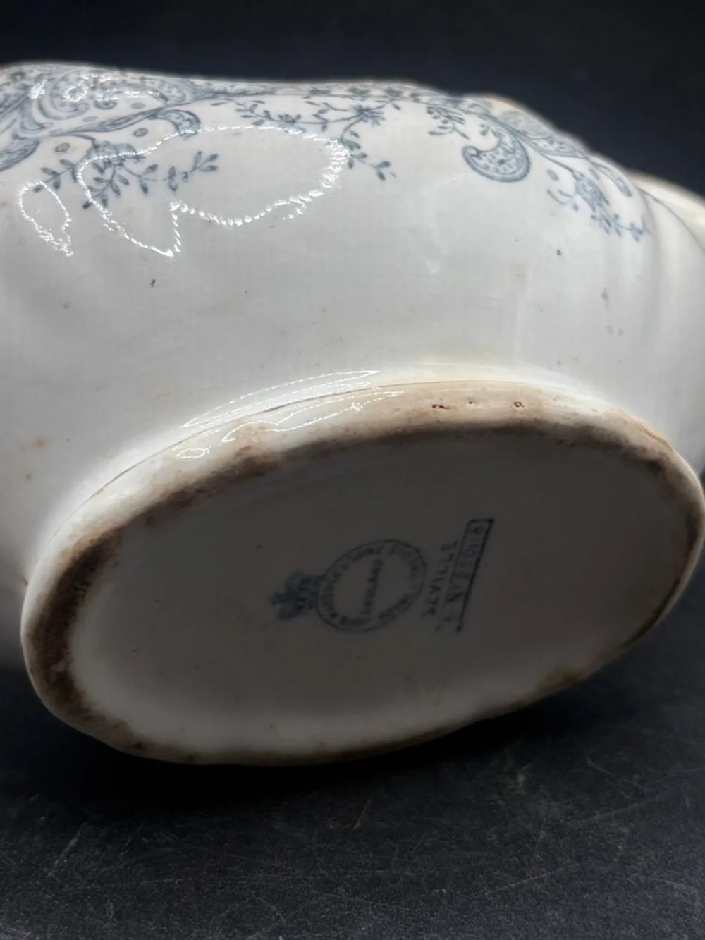 John Maddock & Sons Antique Royal Vitreous Seville Blue & White Gravy Boat